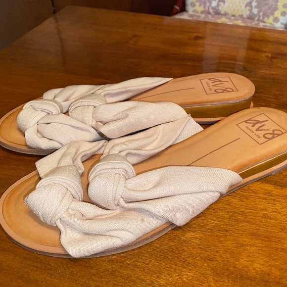 Dolce vita linen leather slides sandals 8.5 - Picture 2 of 3